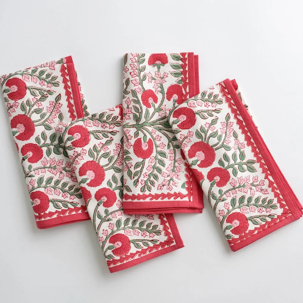 Cactus Flower Scarlet & Rose Napkin | Set of 4