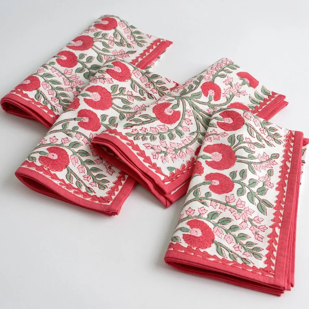 Cactus Flower Scarlet & Rose Napkin | Set of 4