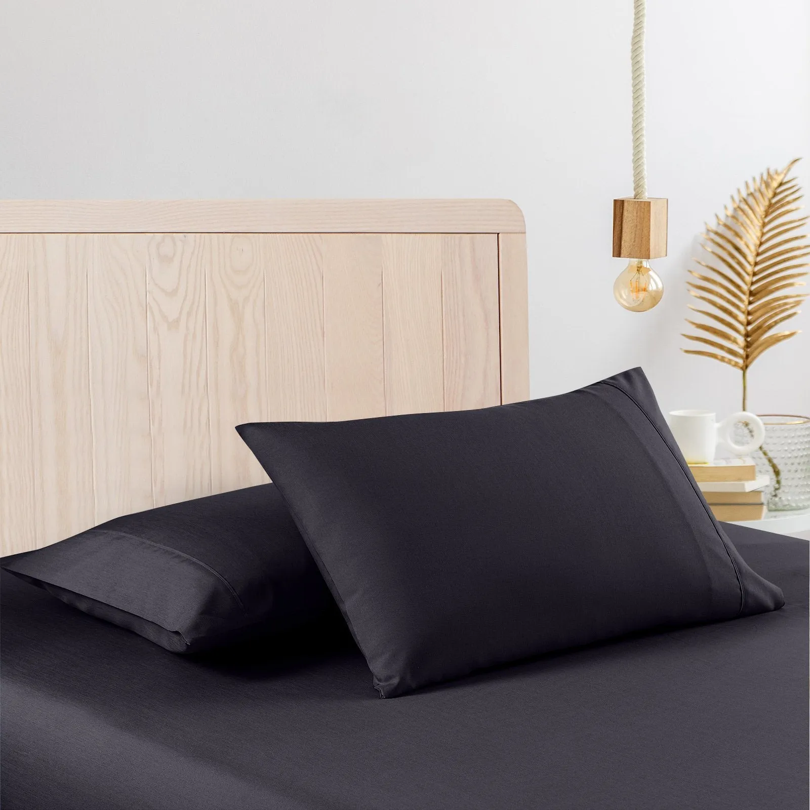 Casa Decor 2000 Thread Count Bamboo Cooling Sheet Set Ultra Soft Bedding Double Charcoal