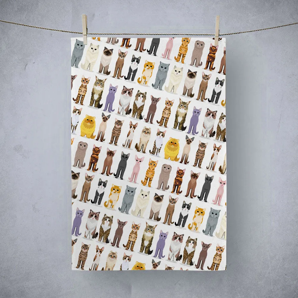 Cats Breeds Tea Towel