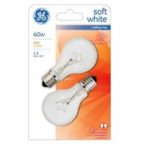 Ceiling Fan Bulbs, White, Intermediate Base, 40-Watts, 2-Pk.