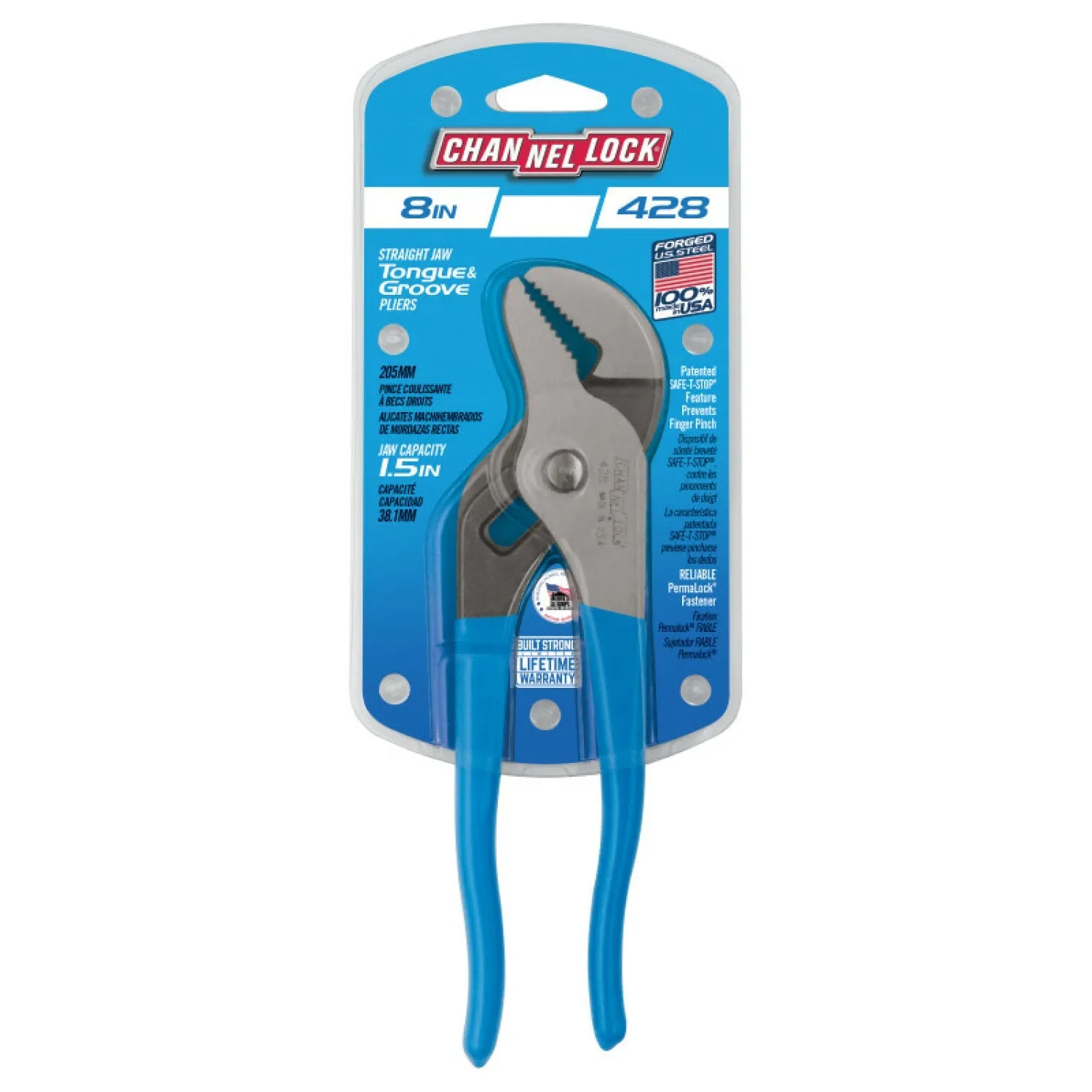 Channellock 428 8-Inch Straight Jaw Tongue & Groove Pliers