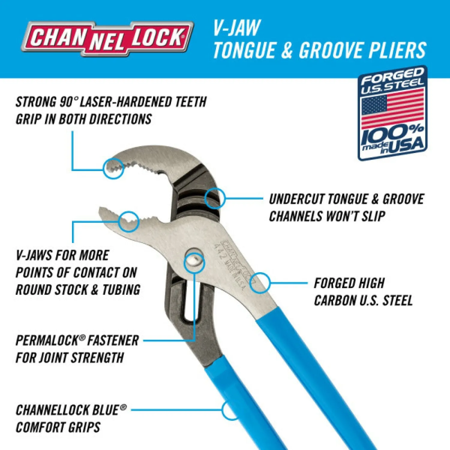 Channellock 442 12 Inch Tongue & Groove Pliers