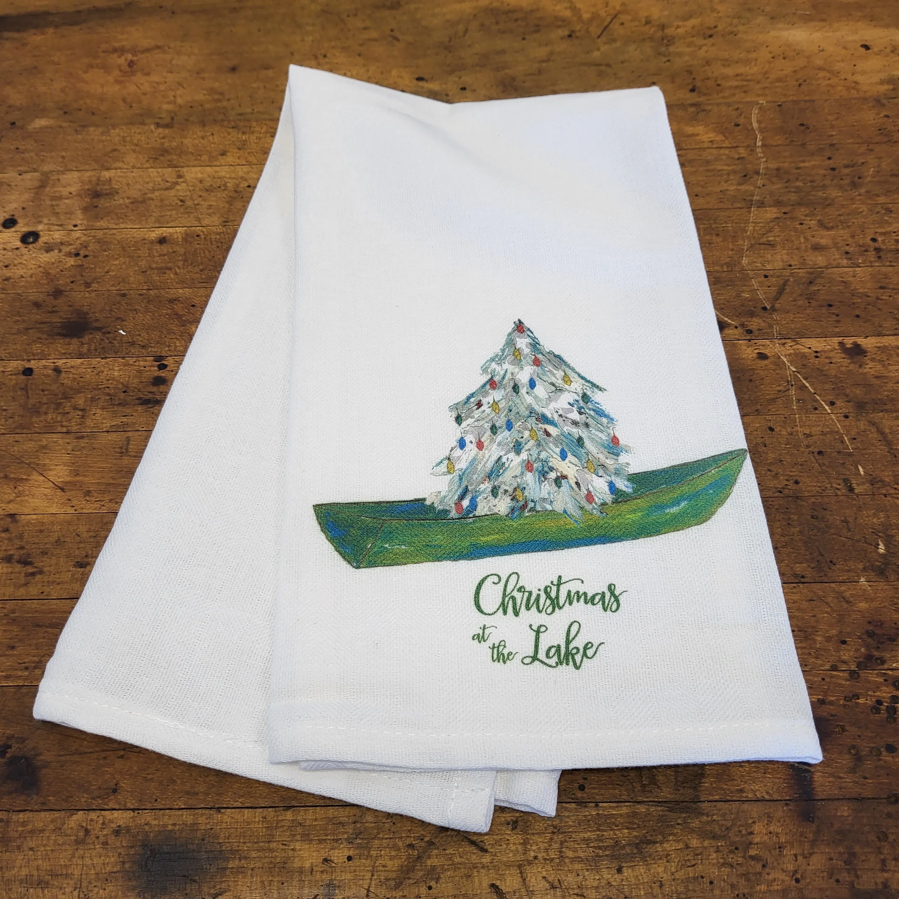 Christmas at the Lake Dish Towel