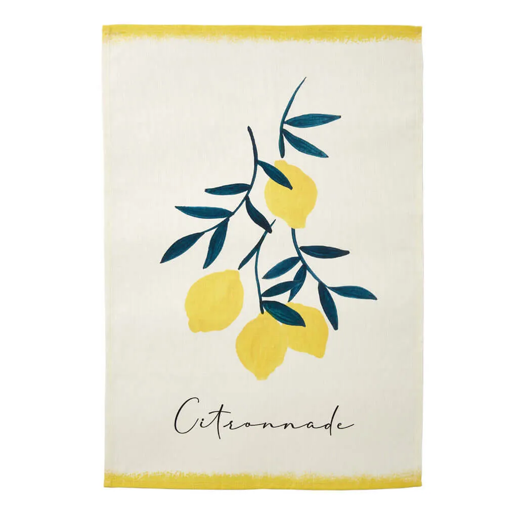 Citronnade (Lemonade) French Linen Cotton Blend Dish Towel by Coucke