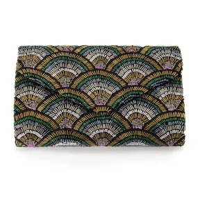 Colorful Fans Art Deco Beaded Bag