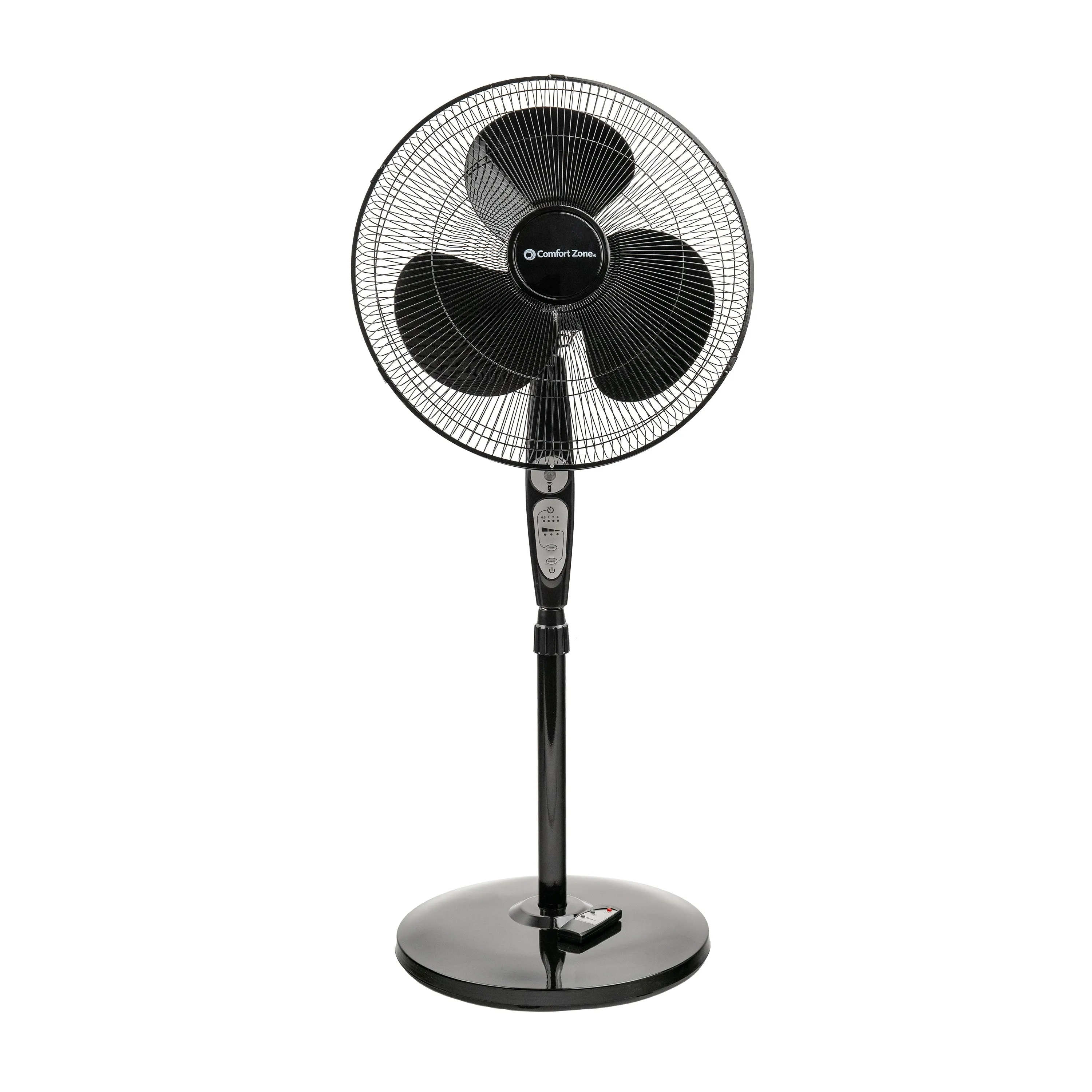 Comfort Zone 18" 3-Speed Oscillating Pedestal Fan with Remote in White & Black