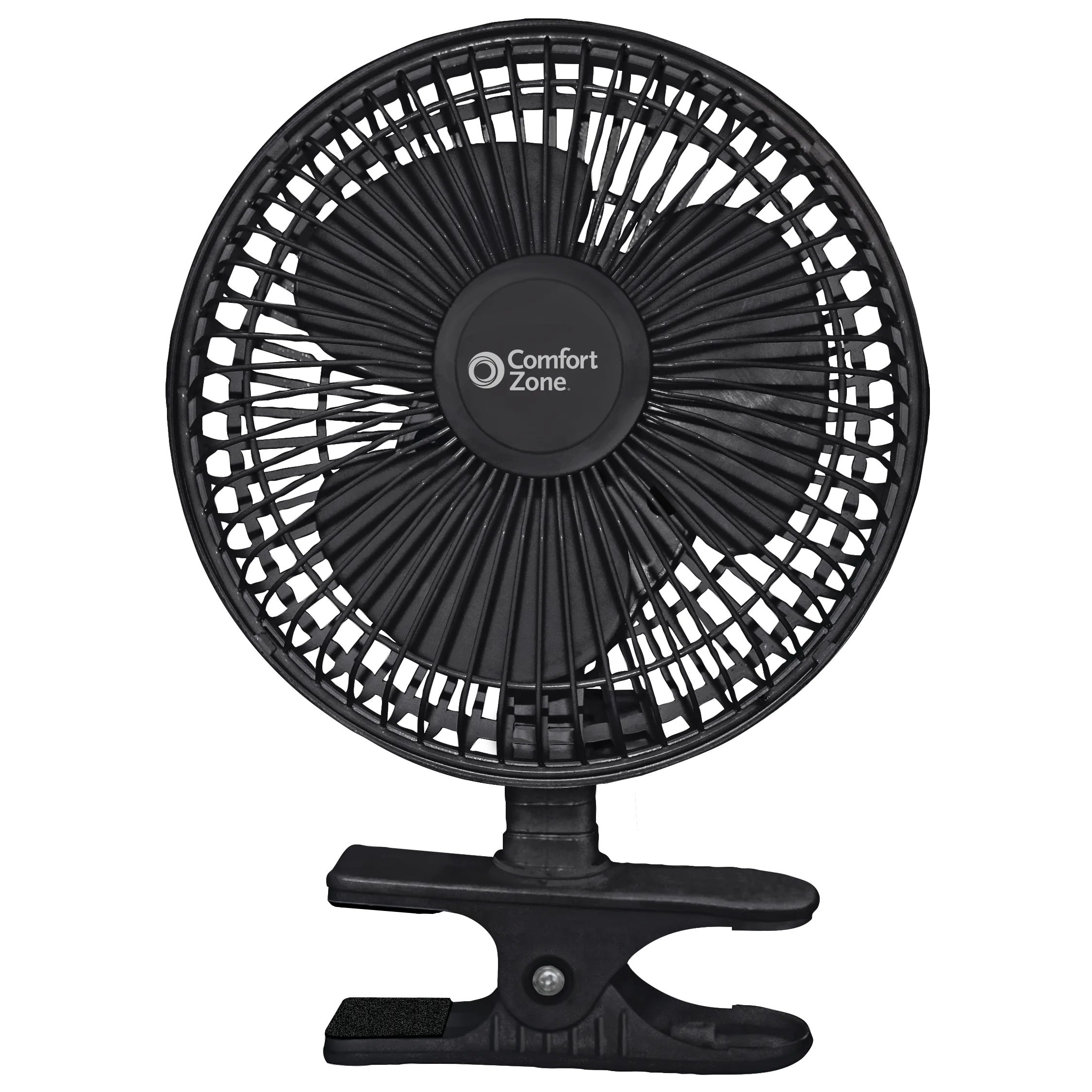 Comfort Zone 6” 2-Speed Desk Fan with Clip and Adjustable Tilt in White & Black