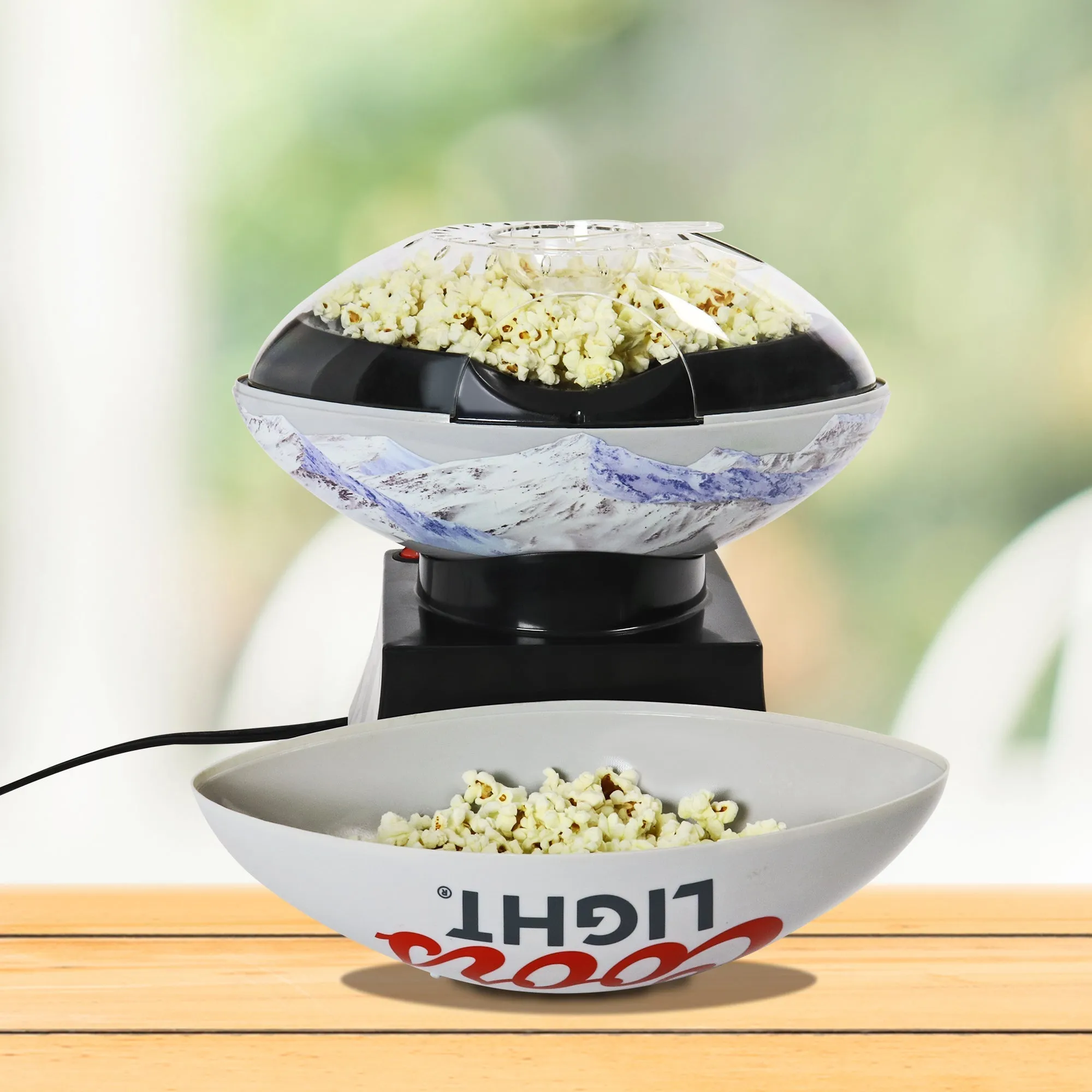 Coors Light Hot Air Popcorn Maker, Football Shaped Air Popper, with Serving Bowl, Kernel Measuring Cup, Butter Melter, Makes Healthy Snacks with No Oil or Microwave, for Movie Nights and Sports Fans