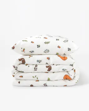 Cotbed duvet cover and pillow case set organic cotton - Woodland