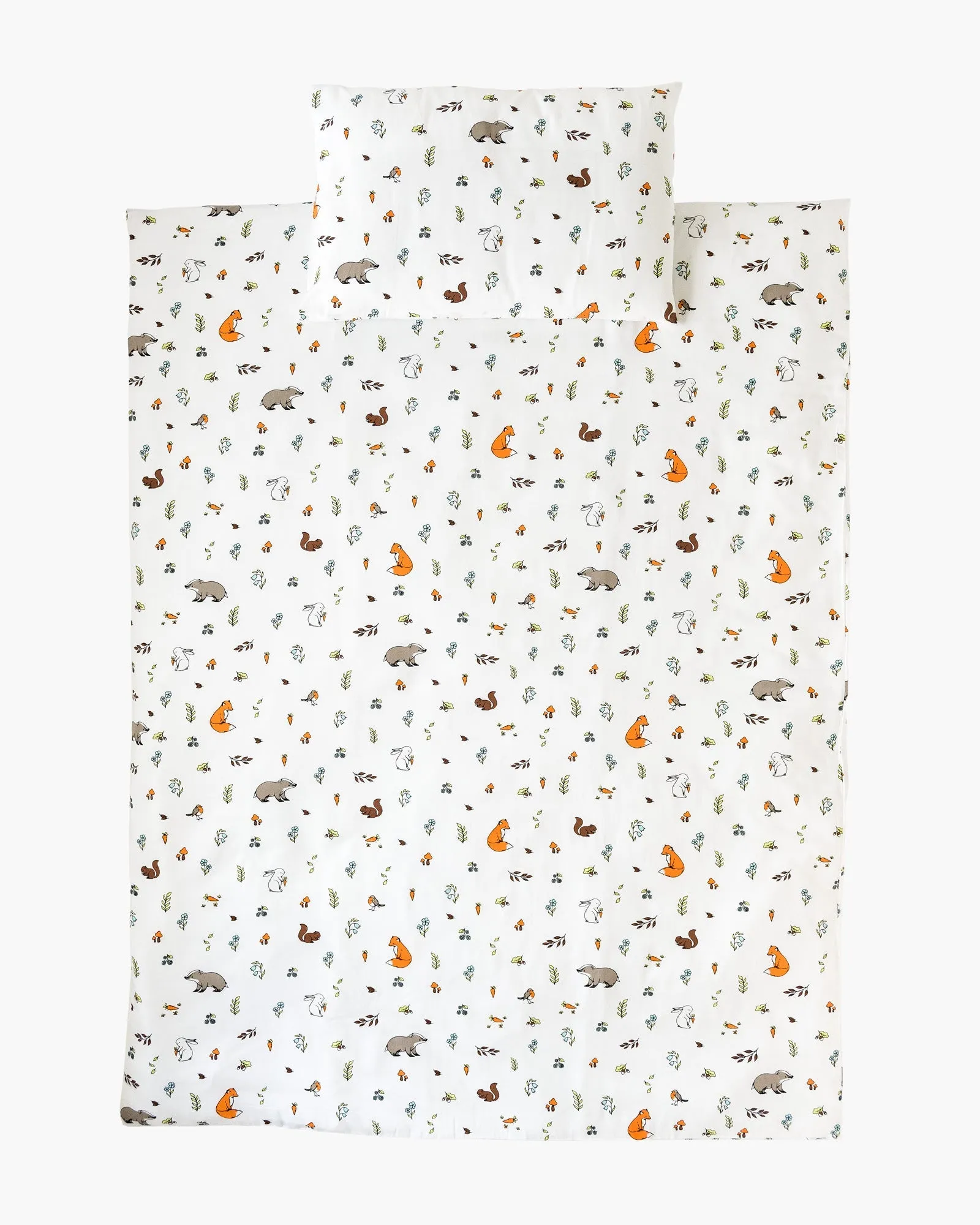 Cotbed duvet cover and pillow case set organic cotton - Woodland