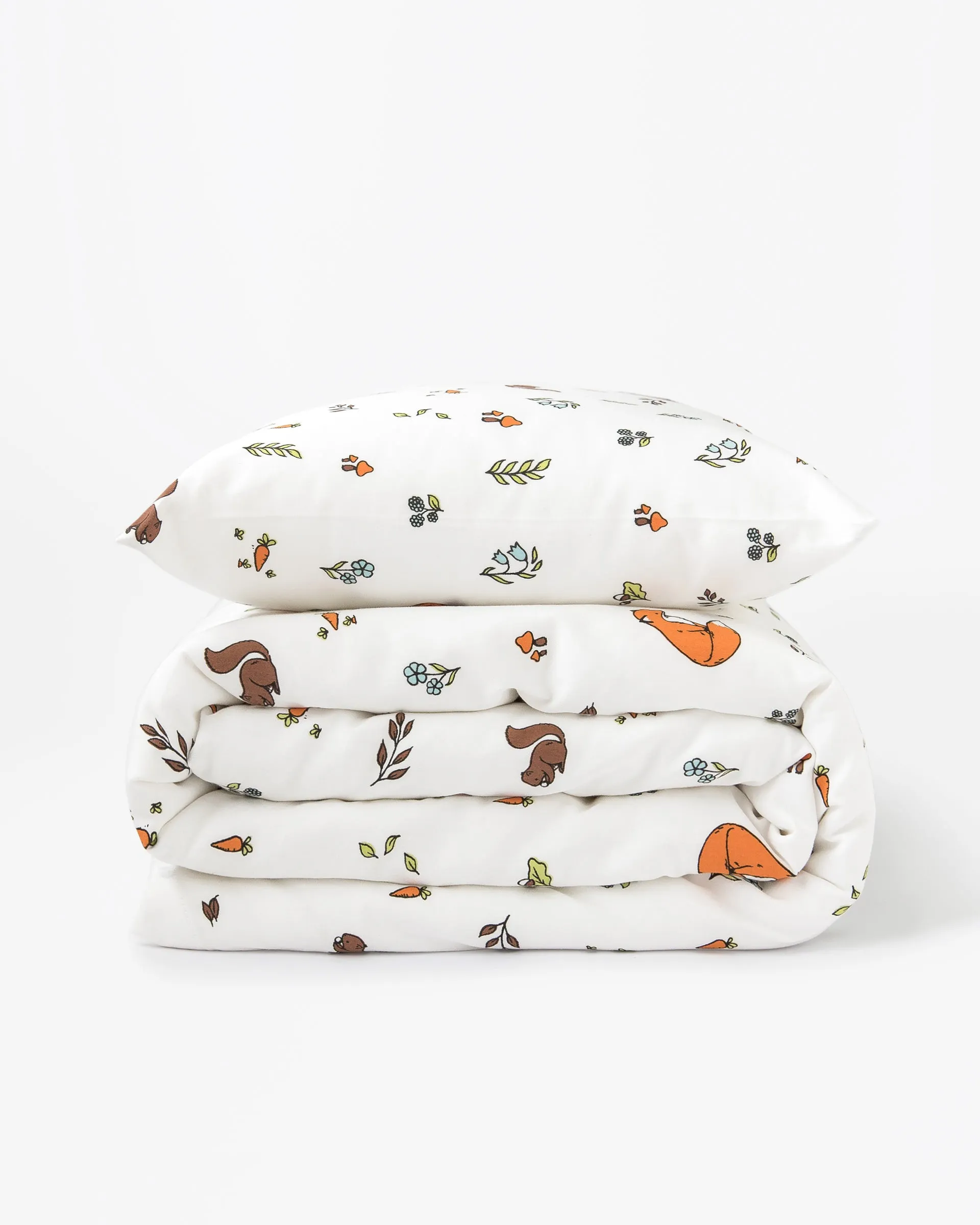 Cotbed duvet cover and pillow case set organic cotton - Woodland