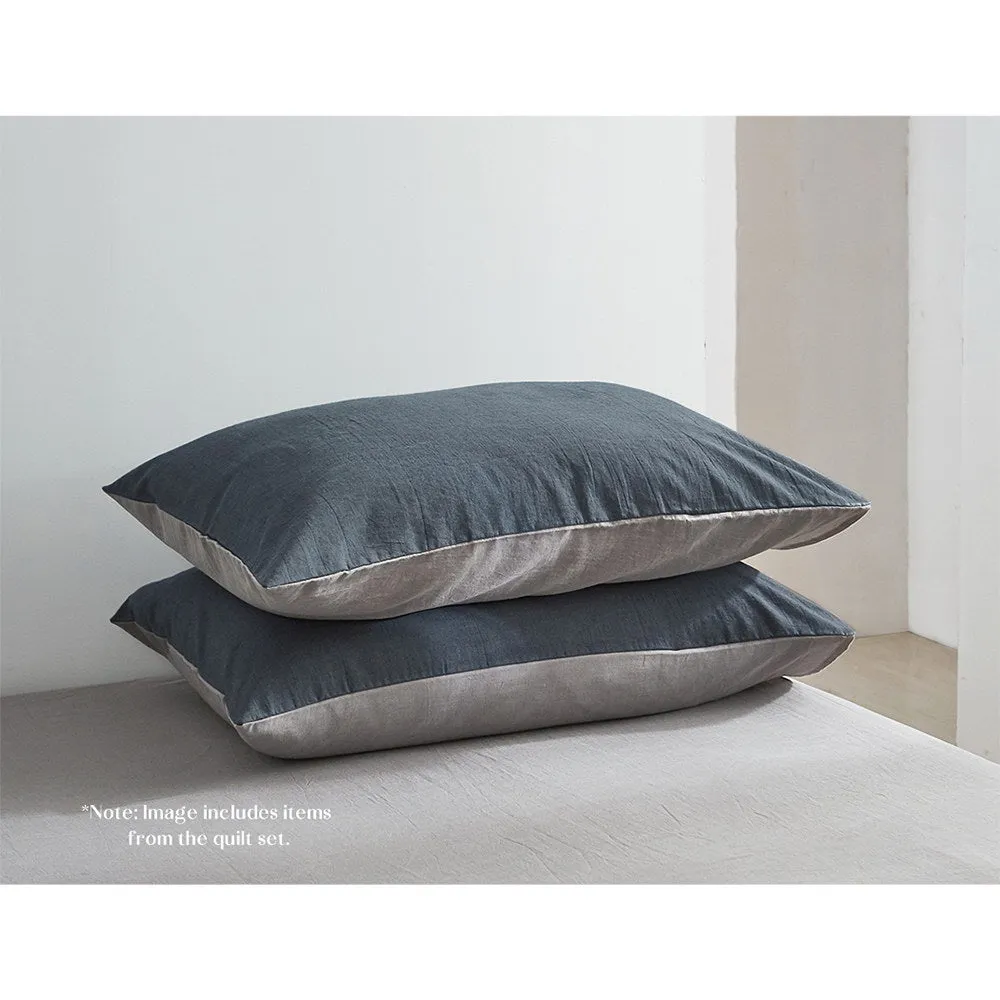 Deluxe Sheet Set Cotton Sheets Single Blue Dark Grey