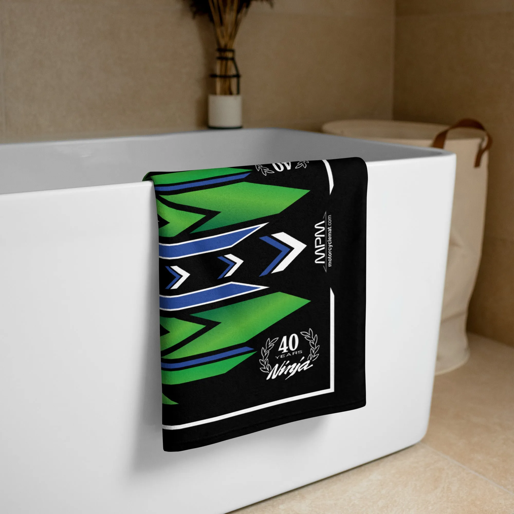 Designed Beach Towel Inspired by Kawasaki Ninja ZX-10R 40th Anniversary Motorcycle Model - MM9400