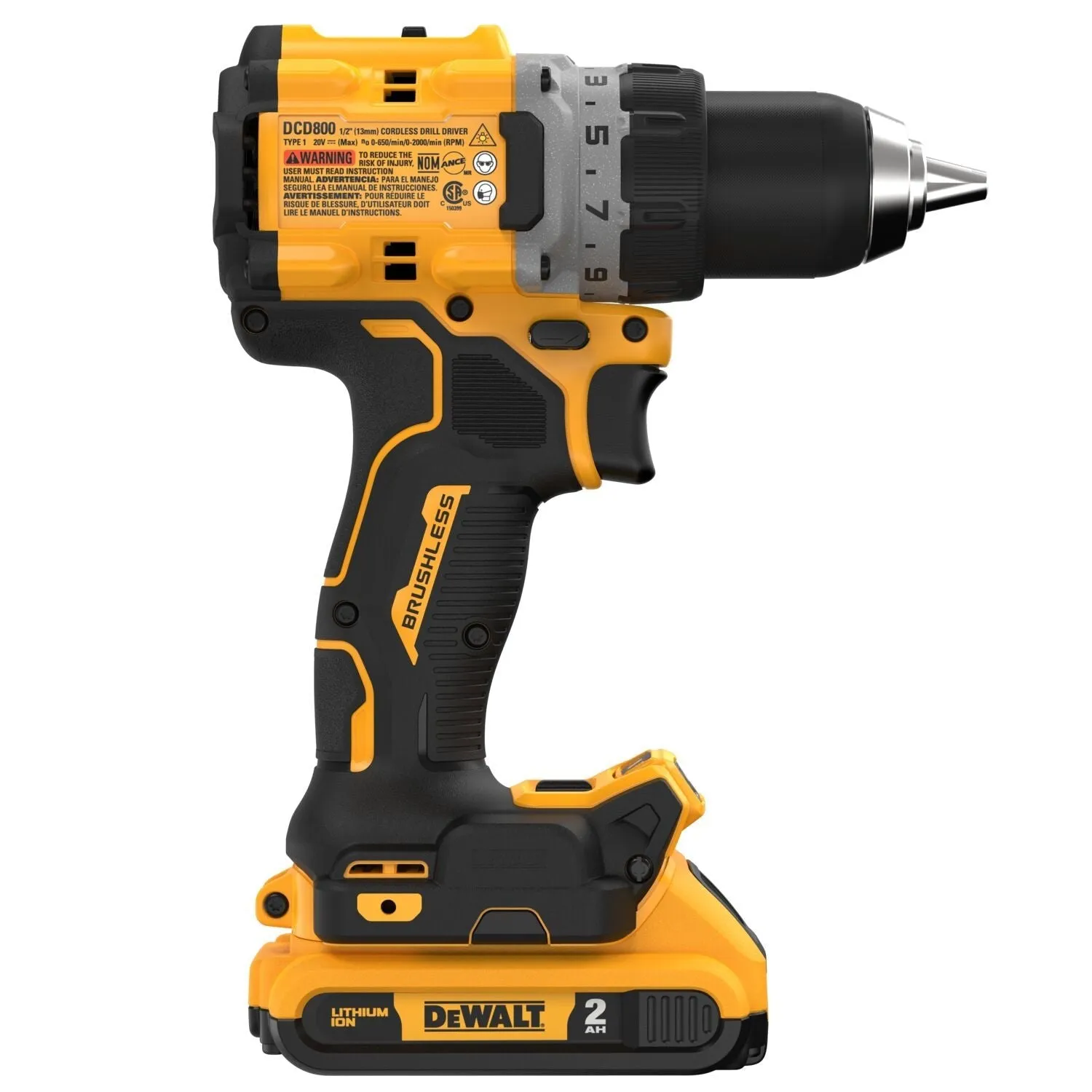 DEWALT DCD800D2 20V MAX* XR® Brushless Cordless 1/2 in. Drill/Driver Kit