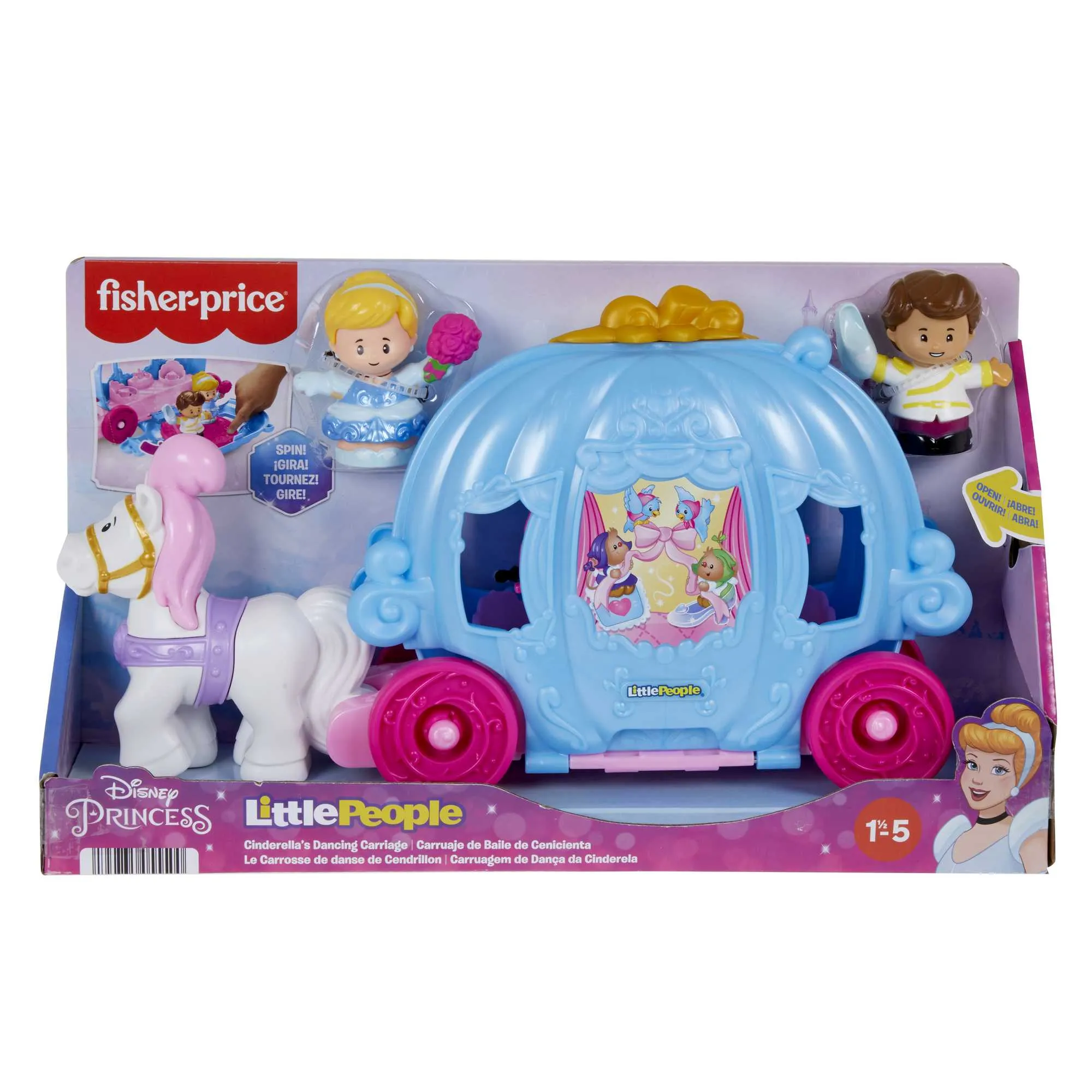 Disney Princess Cinderella's Dancing Carriage Playset By Little People