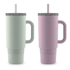 Ello 463-0825-410 Port 40-oz. Stainless Steel Tumbler with Handle, Sage and Mauve