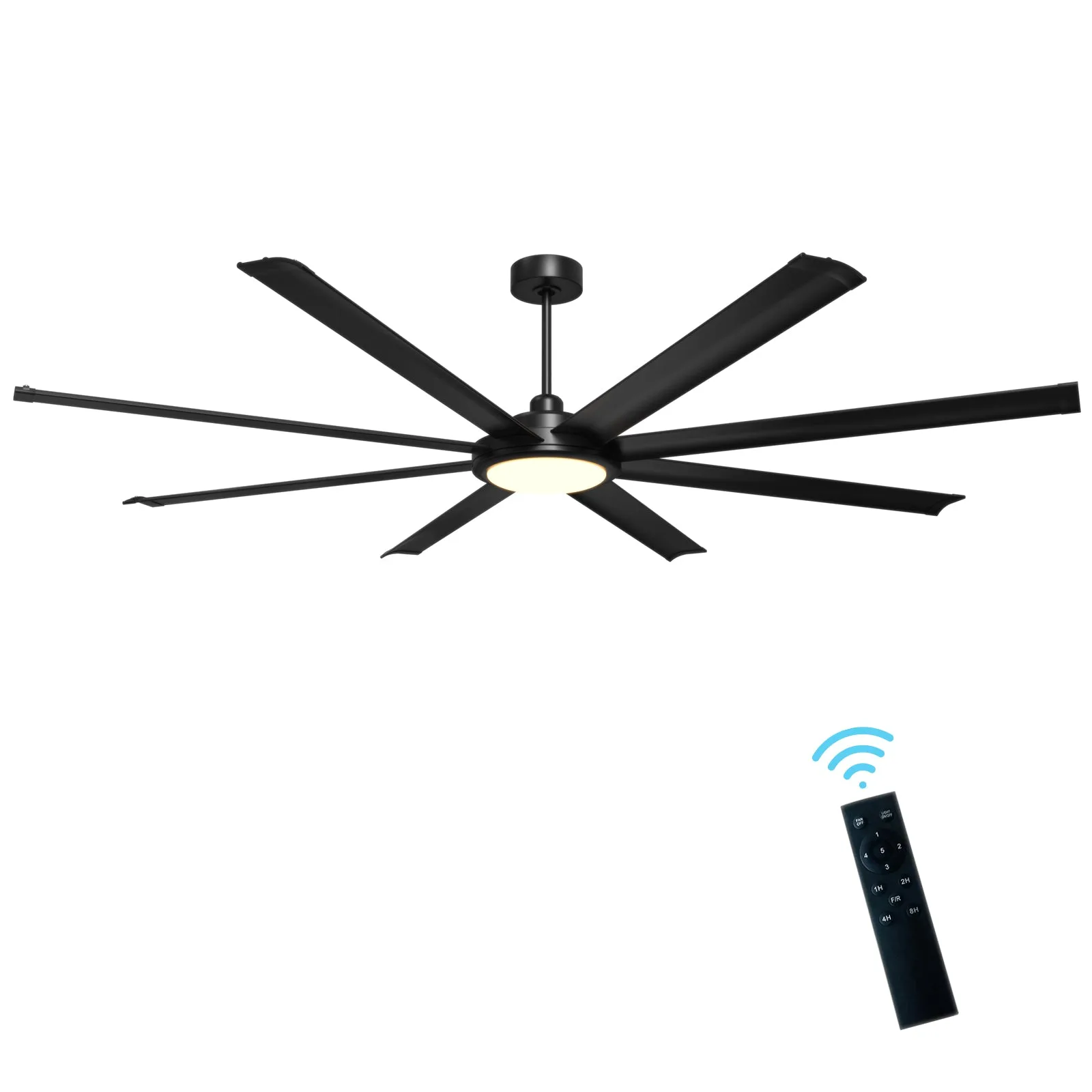 Eureka 80" 8 Blades Ceiling Fan with Remote Control and LED Light Kit Tri-Color Matt Black