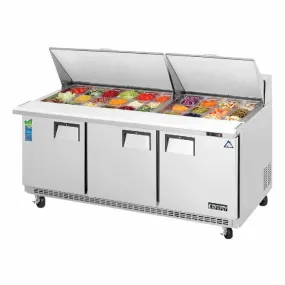 Everest - EPBR3, Commercial 71" 30 Pan Salad Sandwich Food Prep Table Refrigerator 3 Section Mega Top