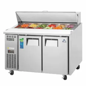 Everest - EPR2-24, Commercial 47" 12 Pan Salad Sandwich Food Prep Table Refrigerator Two Section