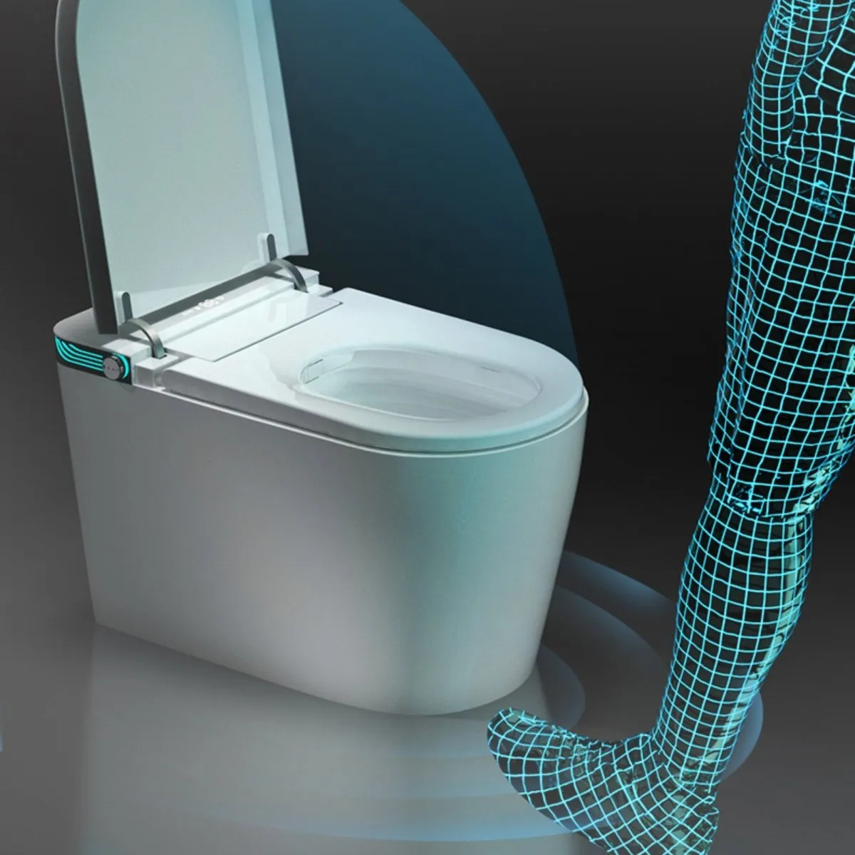 ExBrite 1.28 GPF Smart Bidet Toilet with Heated Seat, AUTO Open-Close, Posterior Cleaning,Lady Care Wash, Wireness Remote Control,HD LCD