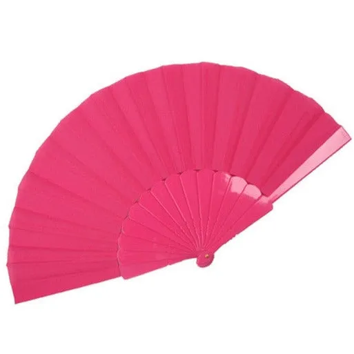 Fabric Folding Fan in Hot Pink