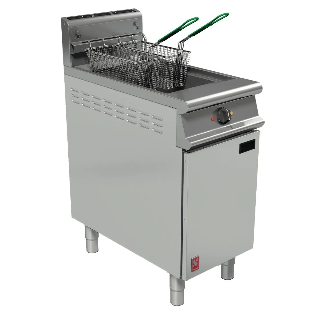 Falcon Dominator Plus Twin Basket Gas Fryer with Filtration & Fryer Angel Natural Gas