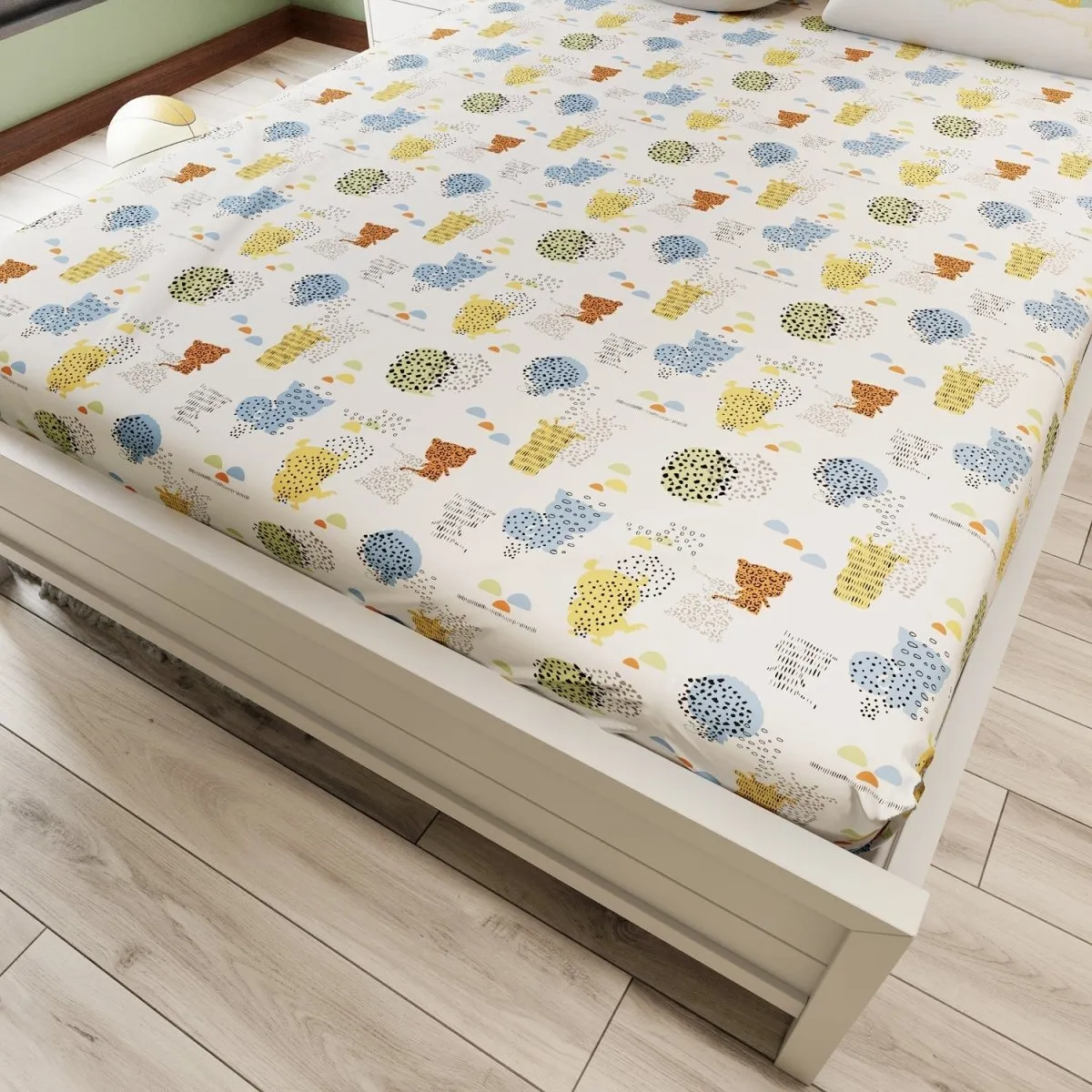 Fancy Fluff Kids Double Bedsheet Set- Animal Planet