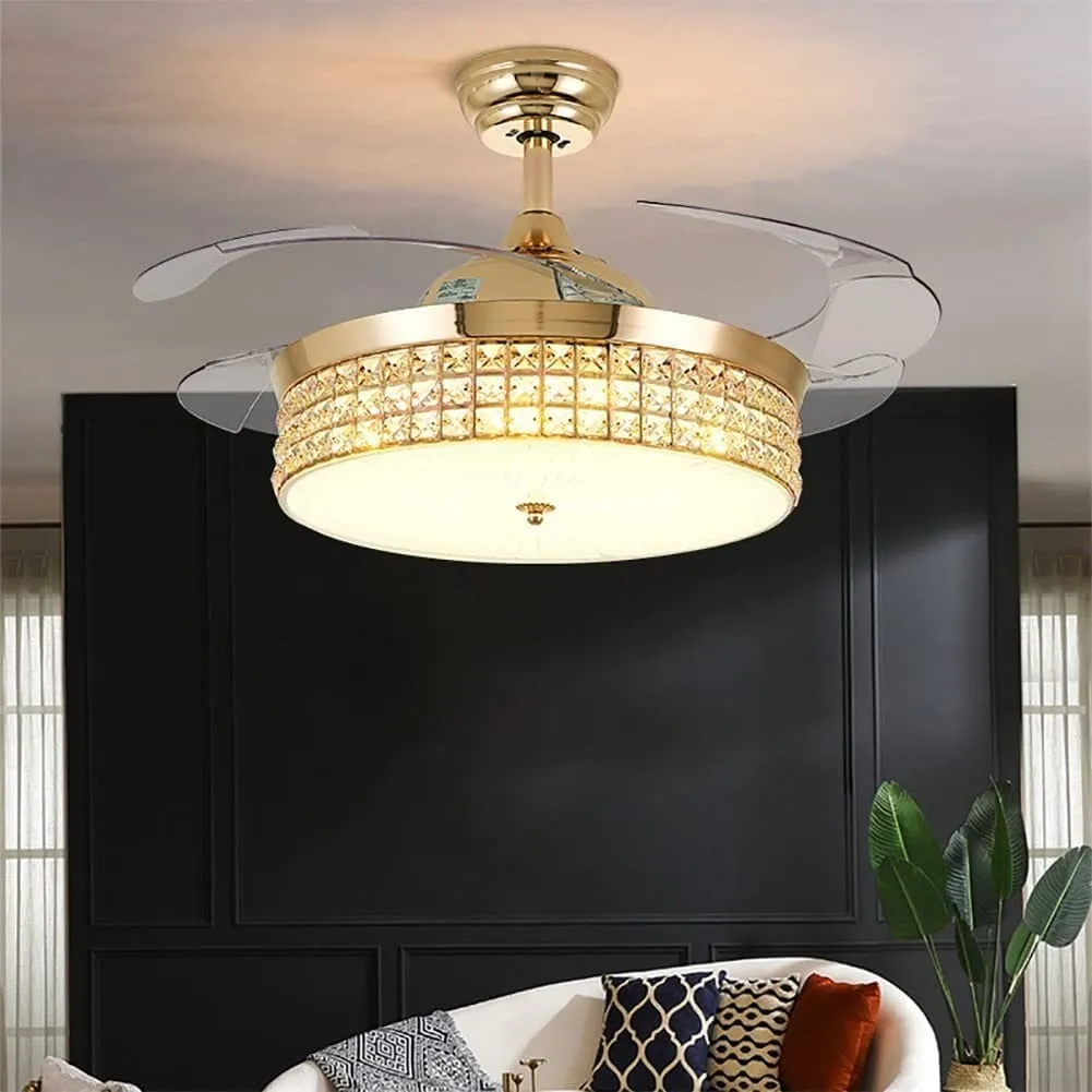 Fandelier Crystal Chandelier Ceiling Fan with Remote Control