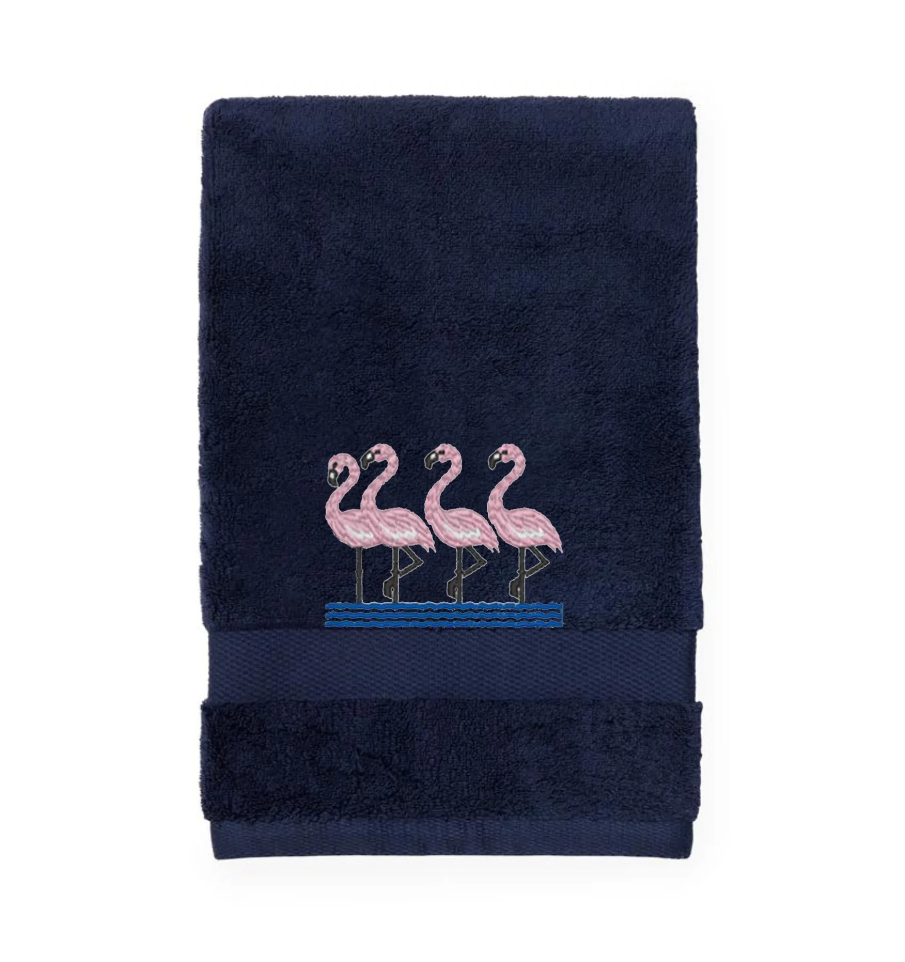 Flamingos Embroidered Bath Hand Towel.