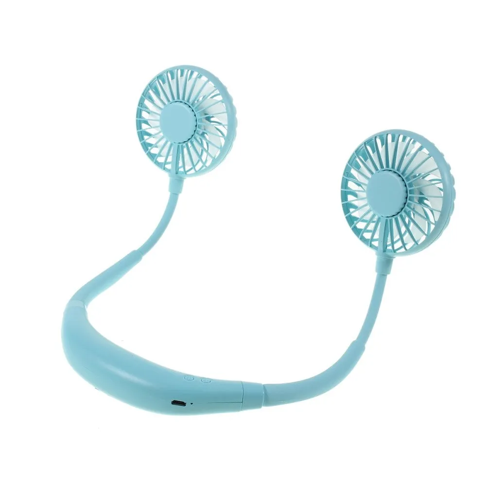 Flexible Sports Neck Dual Fan Rechargeable 2000 mAh with LED - Turquoise