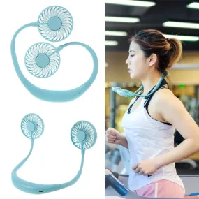 Flexible Sports Neck Dual Fan Rechargeable 2000 mAh with LED - Turquoise