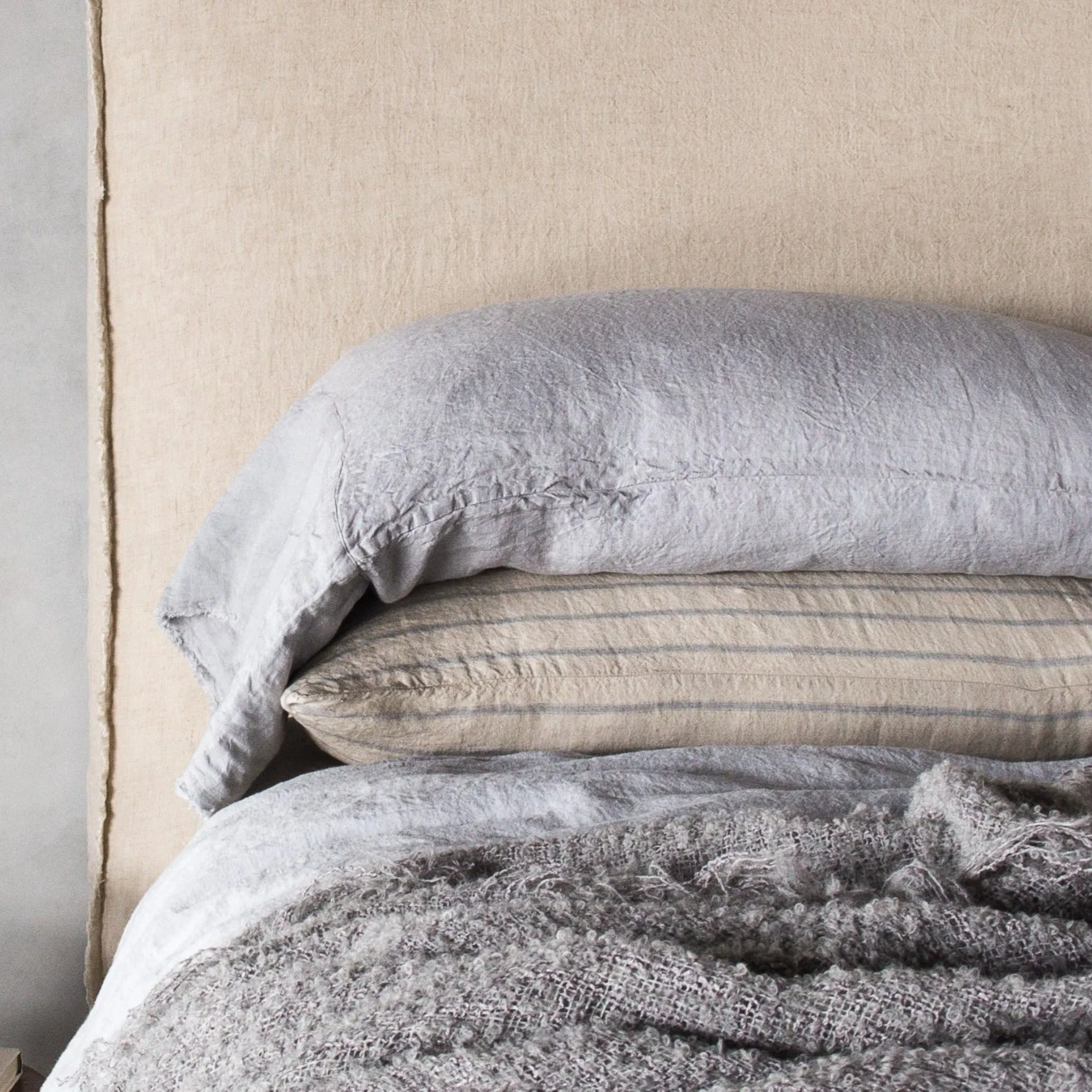 Flocca Long Linen Pillowcase - Fog