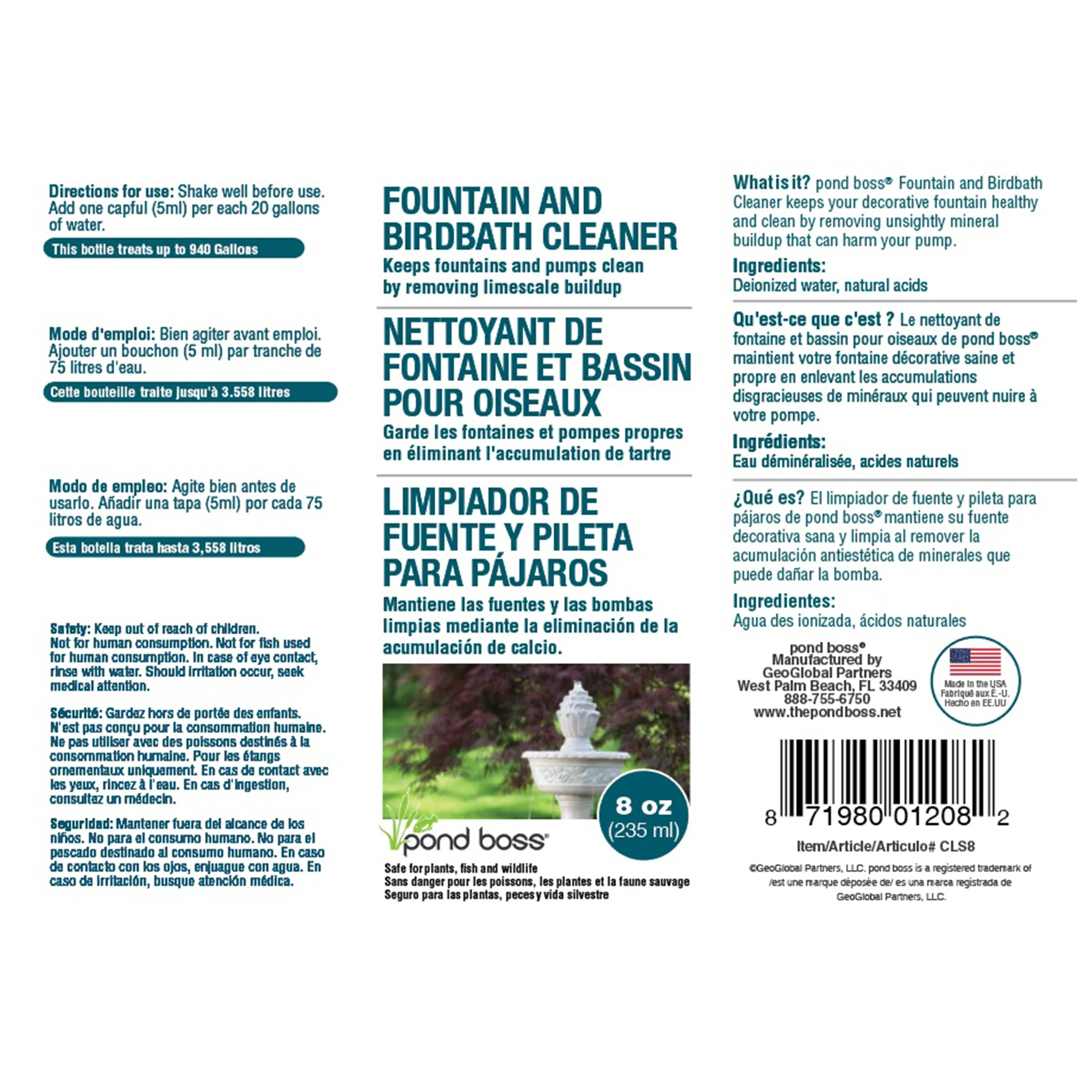 Fountain and Birdbath Cleaner 8 oz.