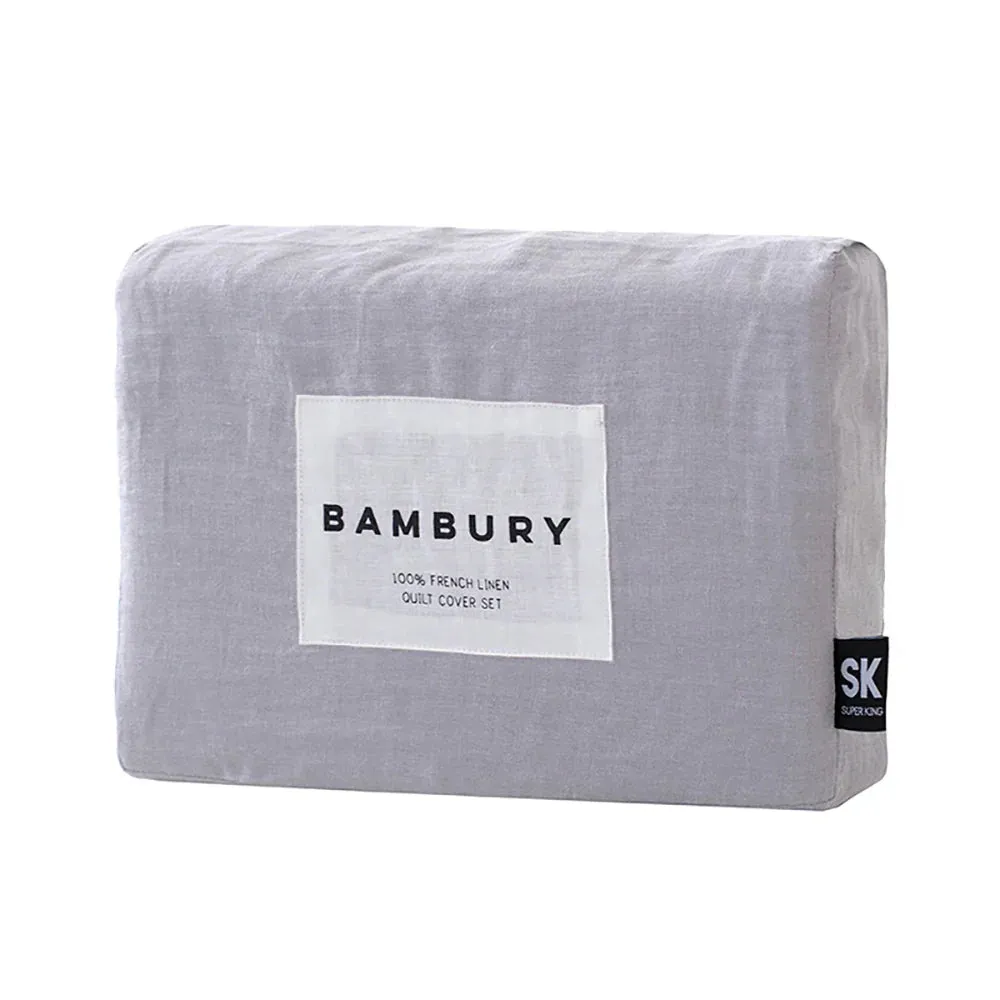 French Linen Quilt Cover Set by Bambury - Silver