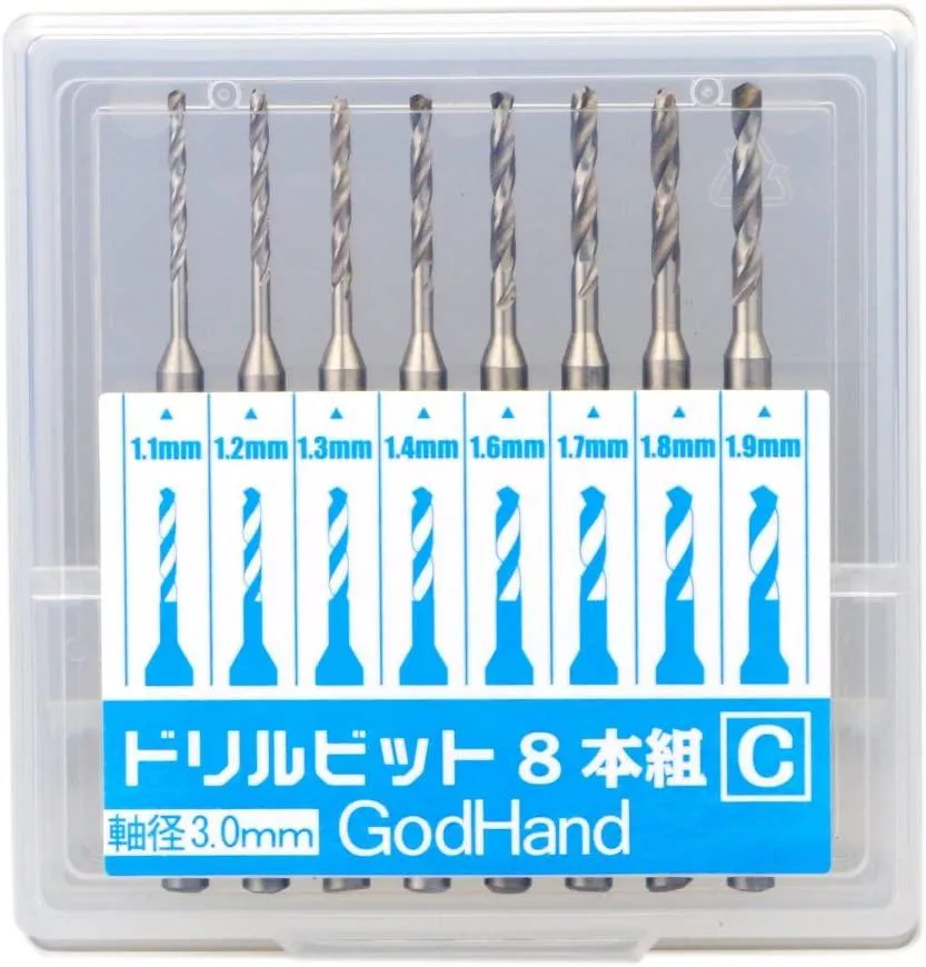 GodHand Drill Bit Set C of 8 1.1mm-1.9mm GH-DB-8C