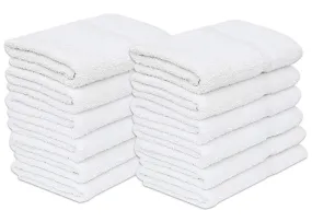 GOLD TEXTILES 12 White Economy Bath Towels Bulk (24x48 Inch) Cotton Blend for Softness-Commercial Grade Easy Care