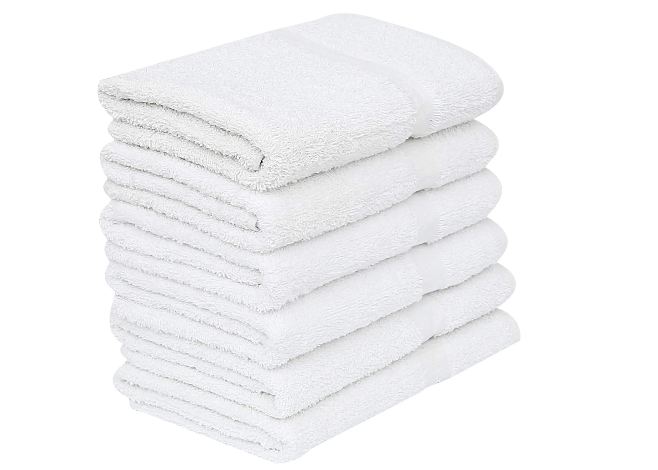 GOLD TEXTILES 12 White Economy Bath Towels Bulk (24x48 Inch) Cotton Blend for Softness-Commercial Grade Easy Care