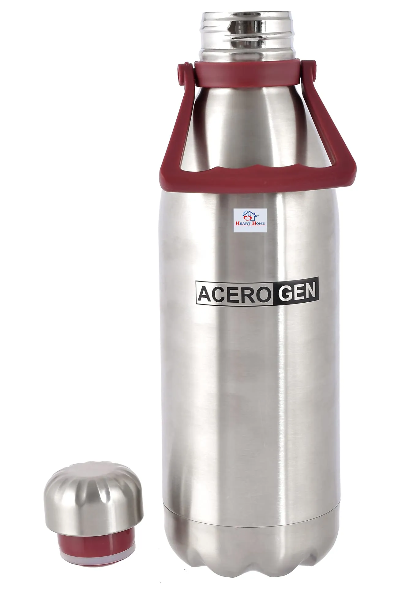 Heart Home Stainless Steel Hot and Cold Vacuum Flask with Carrying Handle & Pouch, 1800ml (Silver)-HS42KUBMART25153