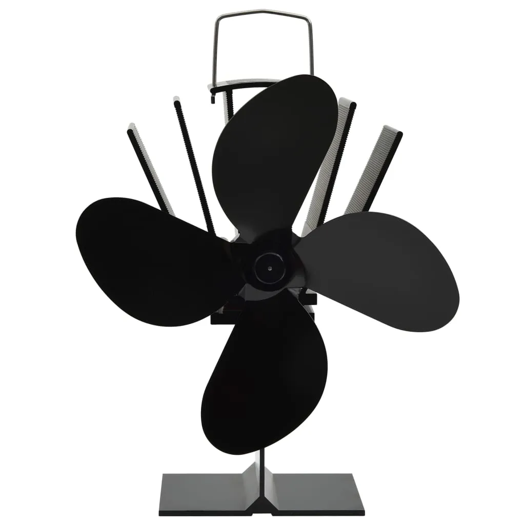 Heat Powered Stove Fan 4 Blades Black