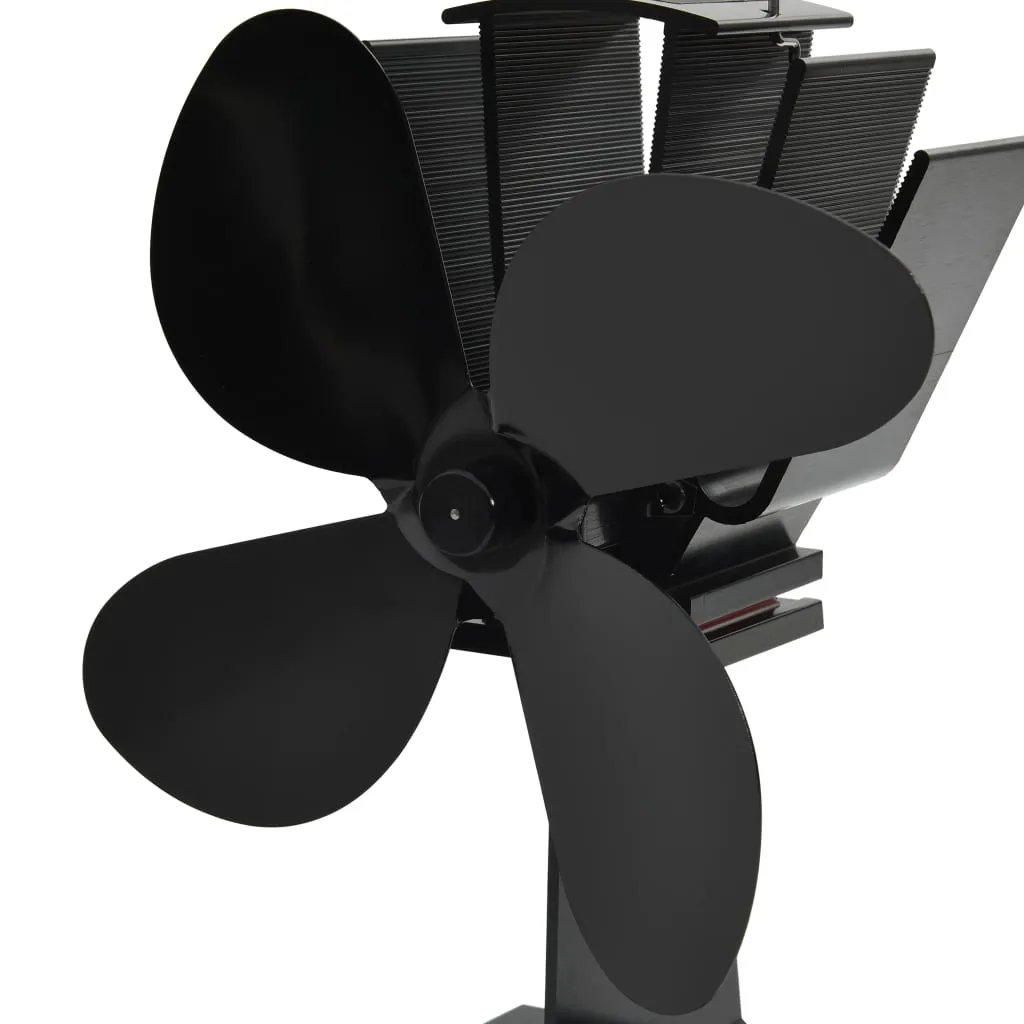 Heat Powered Stove Fan 4 Blades Black