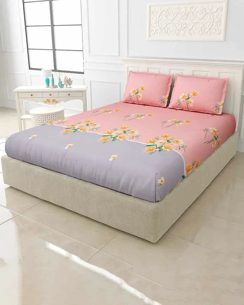 Heather Floral Polycotton Flat Bedding Set | King Size | 108 x 108 inches