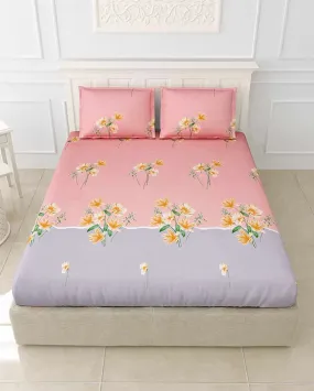 Heather Floral Polycotton Flat Bedding Set | King Size | 108 x 108 inches