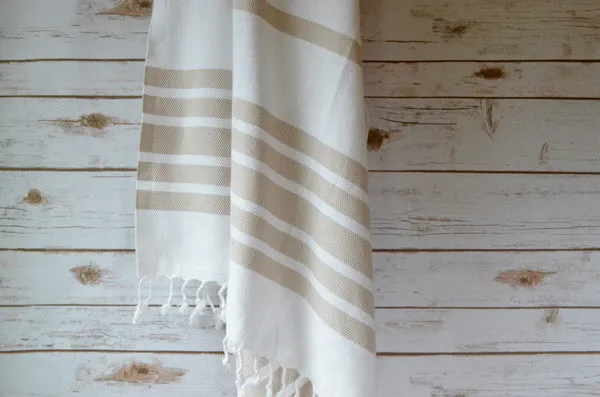 Herringbone Towels - Beige