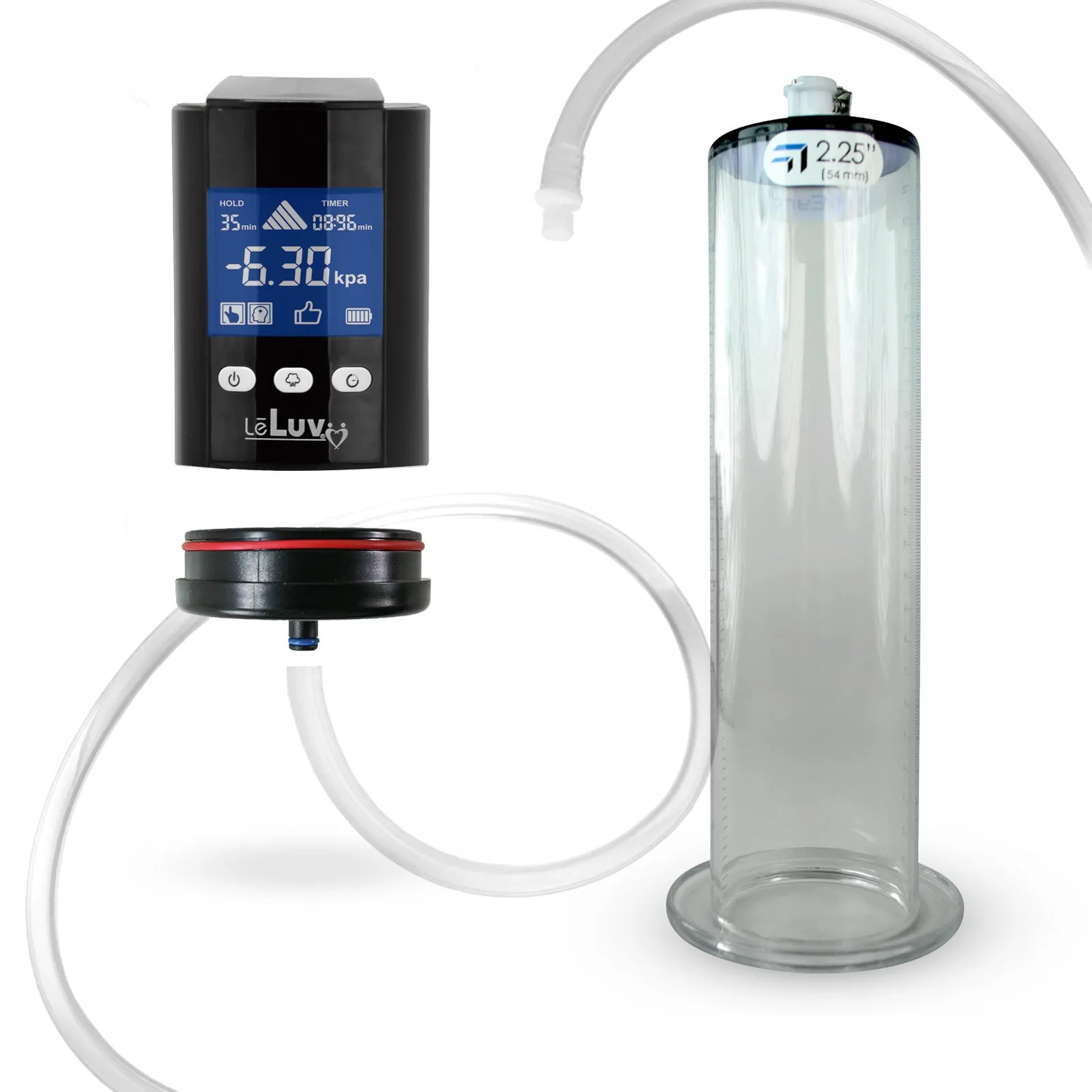 iPump Penis Pump | Smart LCD Head with Adapter | 9"/12" Length x 1.75"-2.50" Diameter Wide Flange Cylinder