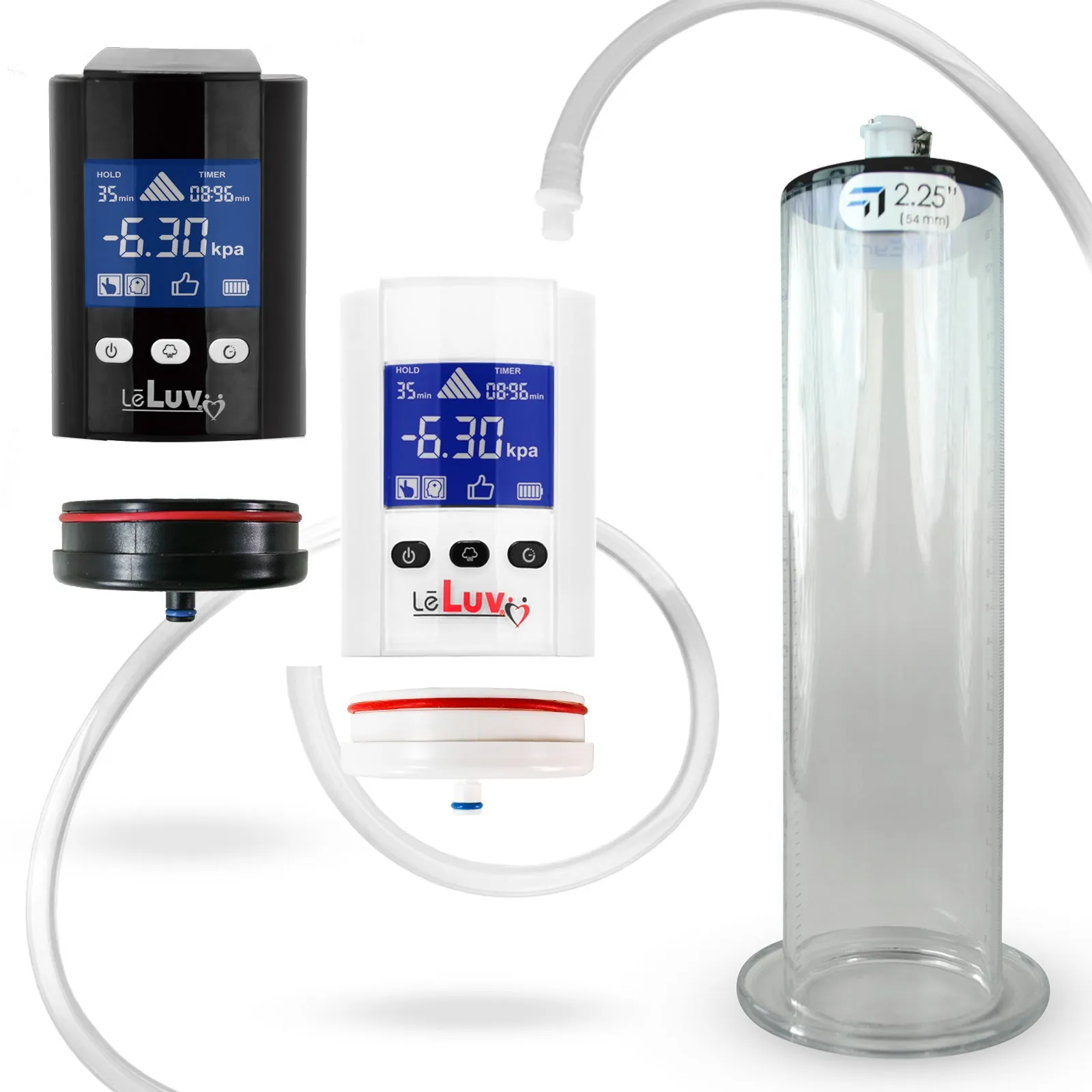 iPump Penis Pump | Smart LCD Head with Adapter | 9"/12" Length x 1.75"-2.50" Diameter Wide Flange Cylinder