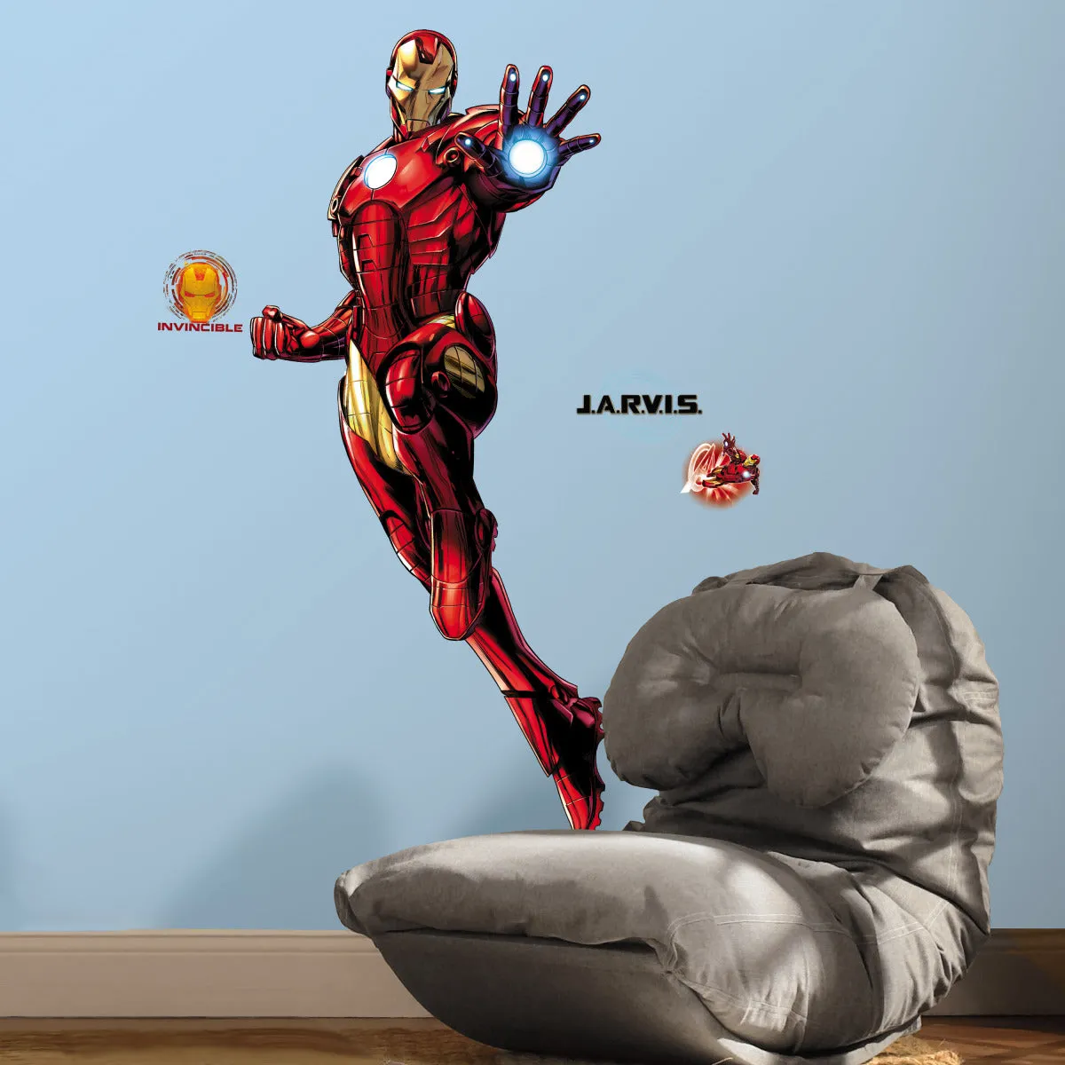 IRON MAN PEEL AND STICK GIANT WALL DECALS WITH GLOW