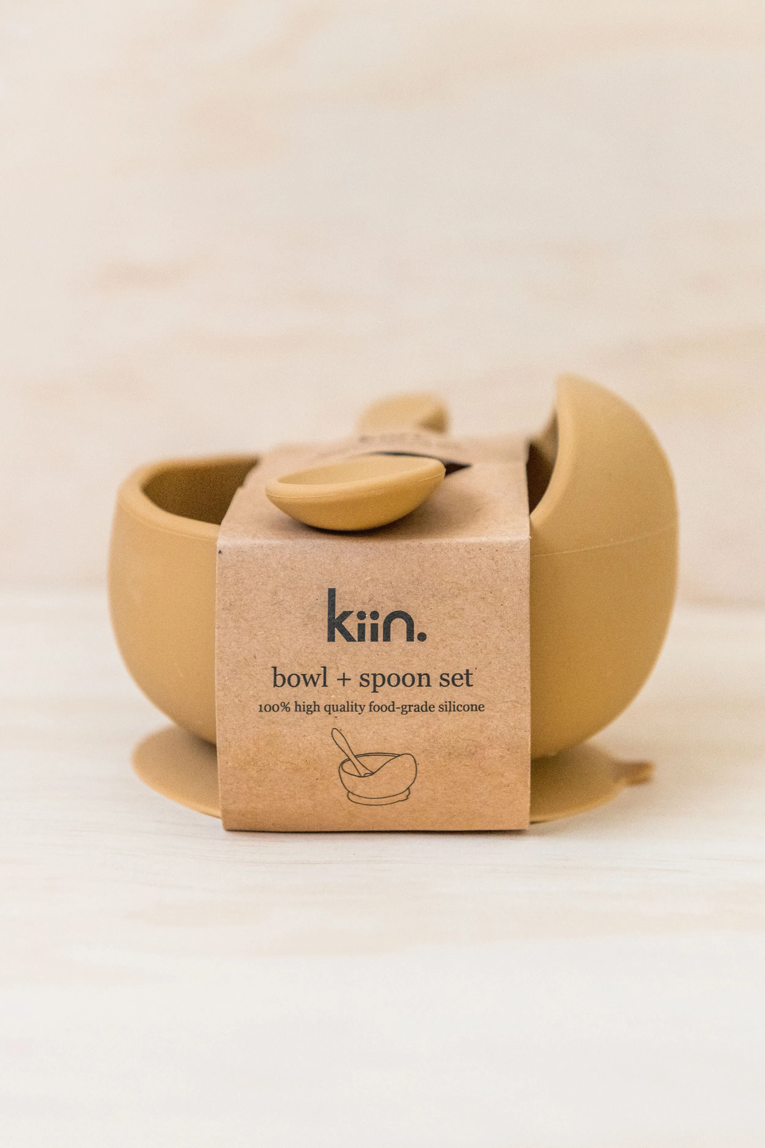 Kiin Baby Silicone Bowl   Spoon Set - Tan