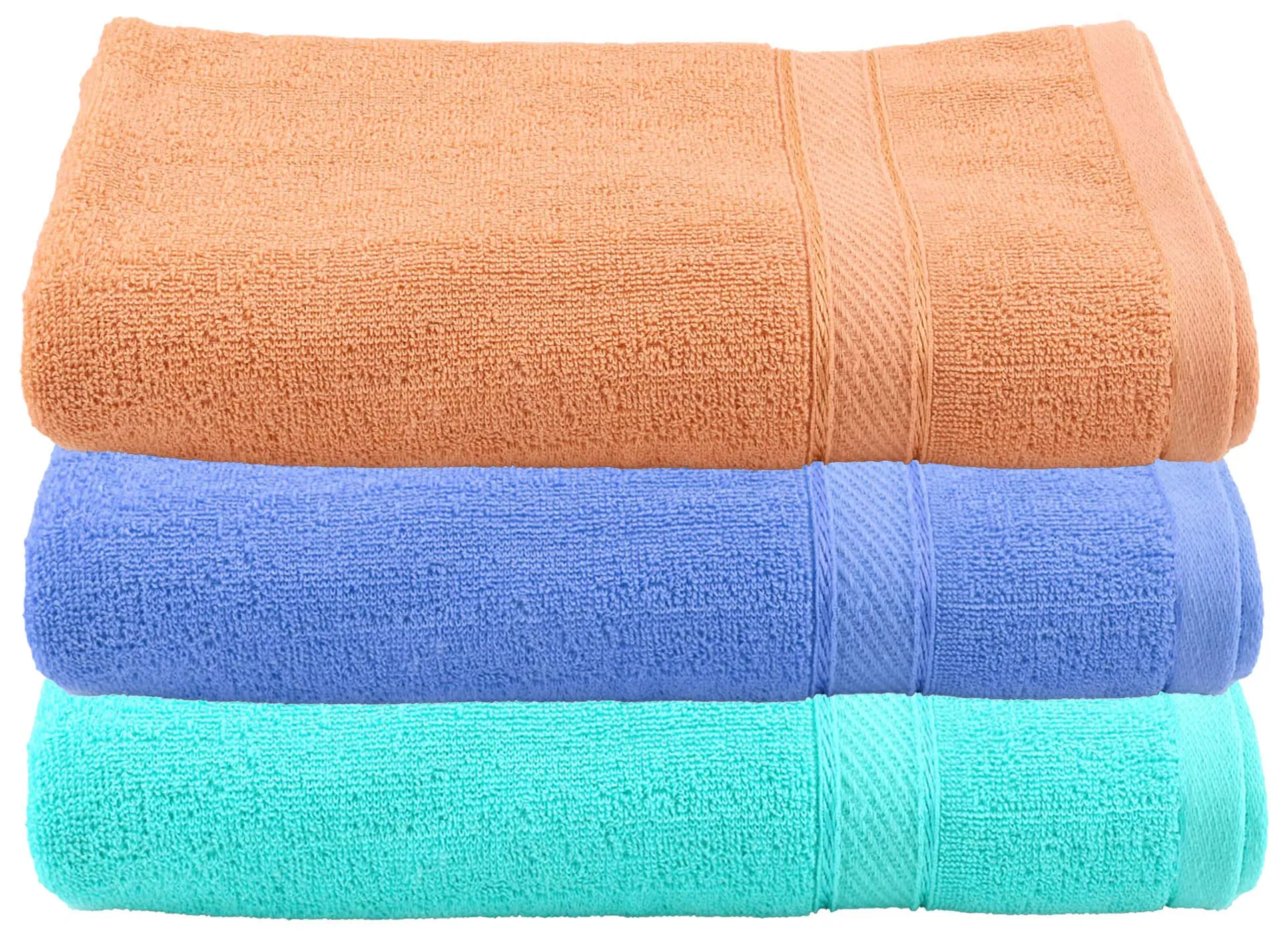 Kuber Industries Cotton Bath Towel 500 GSM (3 Pieces, Sea Green and Blue and Light Brown)