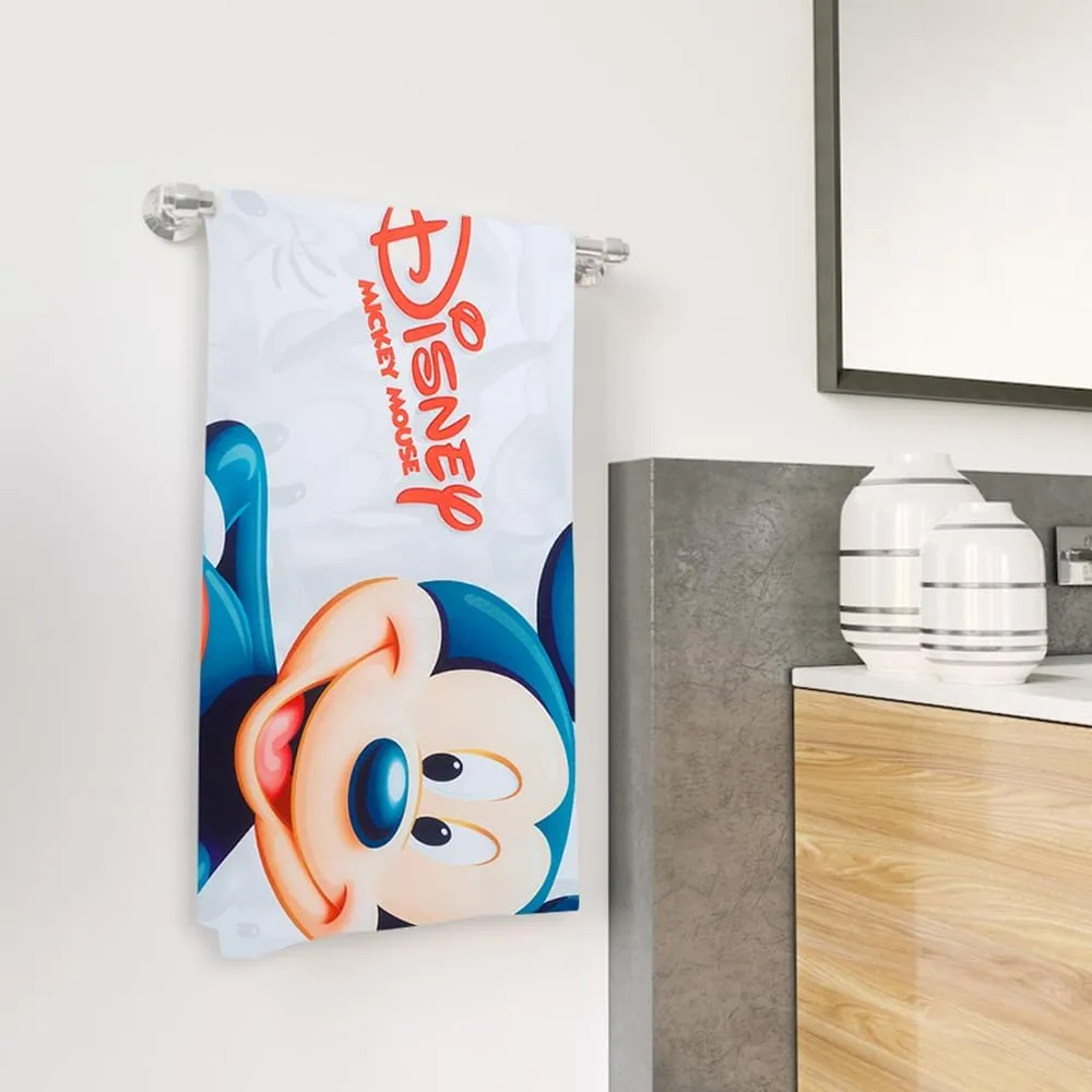 Kuber Industries Disney Mickey Mouse Microfiber Soft Kids Bath Towel-Pack of 5 (White)